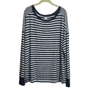 Gap Womens Lightweight Knit Sweater XL Tall Dark Gray White Striped